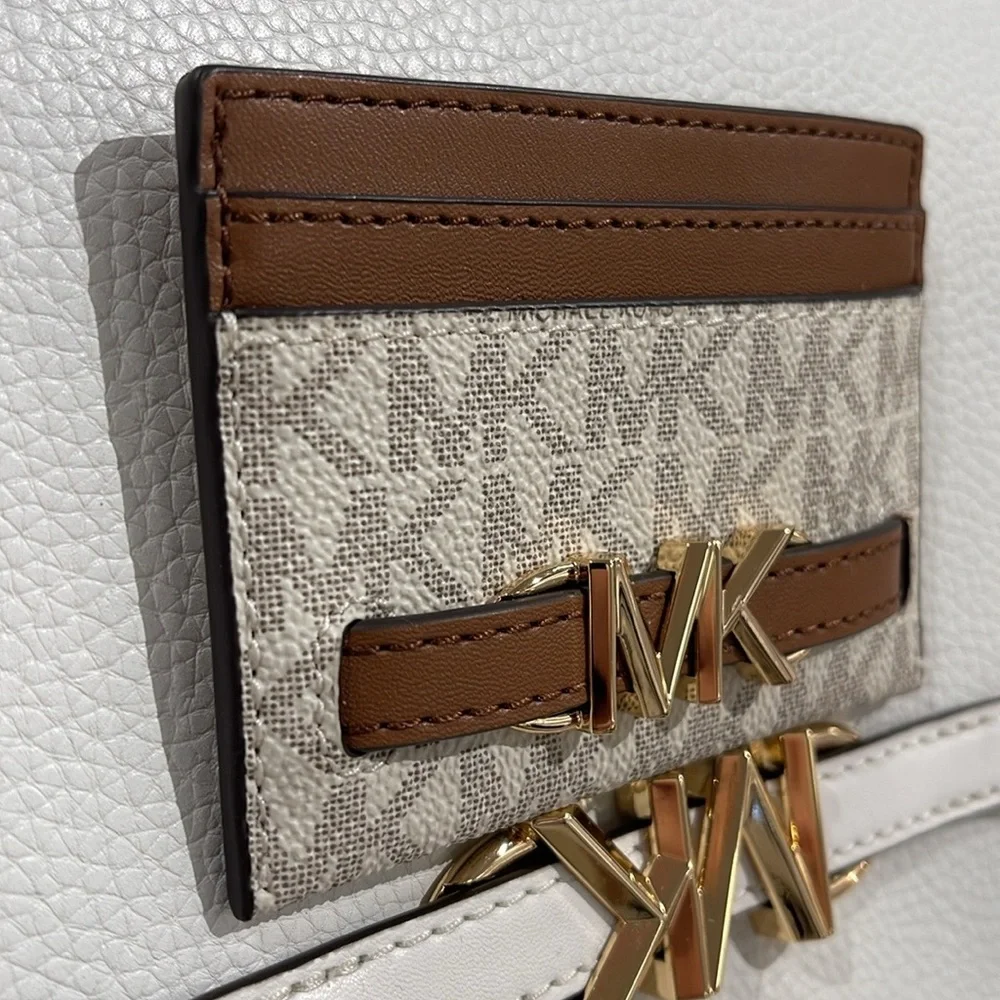 MICHAEL KORS Reed Large Card Holder Case Wallet Vanilla MK Signature NWT